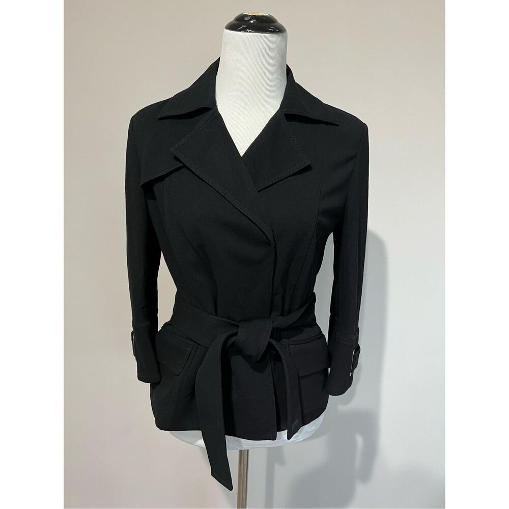 St John Soca women black jacket belted snap size S - Picture 11 of 12